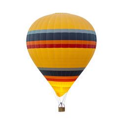 Low angle view of hot air balloons against clear sky