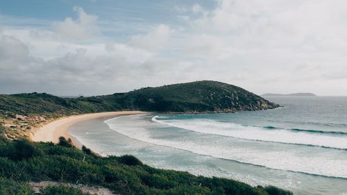 Scenic view of beach against sky