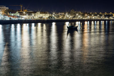 Reflection of sky in water at night