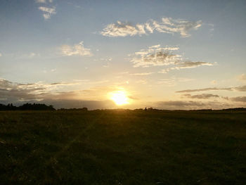 Scenic view of field against sky during sunset