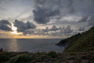 Scenic view of sea against sky during sunset