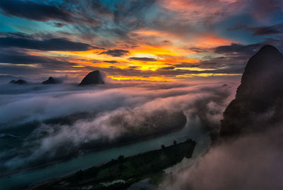 Scenic view of sea against sky during sunset