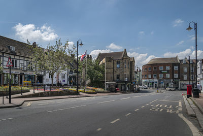 View of the high street in the town of east grinstead, west sussex, uk