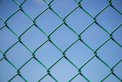 Full frame shot of chainlink fence against sky