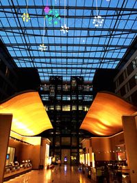 Low angle view of illuminated building