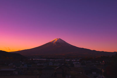 View of a town at sunset