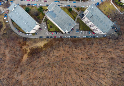 Aerial view of communist flat of blocks