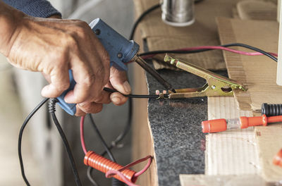 Electrician working in a power supply