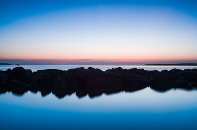 Scenic view of calm sea at sunset