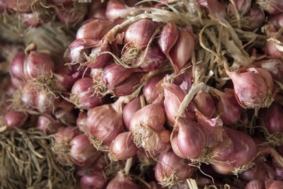 High angle view of onions for sale in market