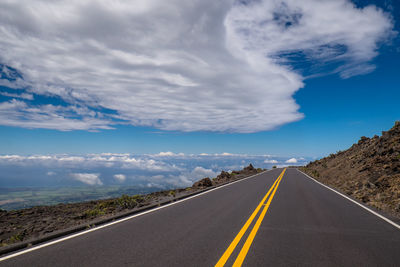 Surface level of road against sky