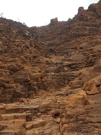 Rock formations on landscape against sky