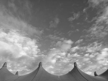Low angle view of tent against sky
