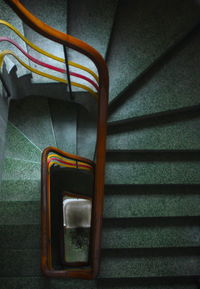 High angle view of empty staircase at home