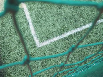 High angle view of soccer field