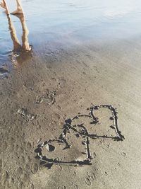 Low section of person on sand at beach