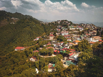 High angle view of townscape against sky