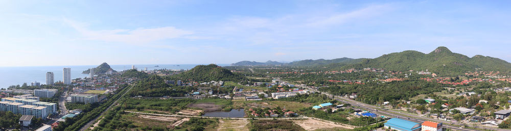 High angle view of townscape against sky