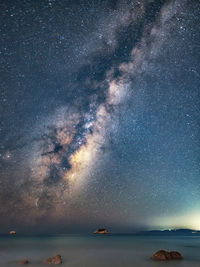 Scenic view of sea against sky at night