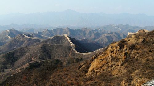 Panoramic view of a great wall of china segment