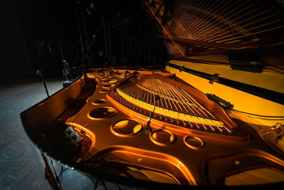 High angle view of illuminated stage at night