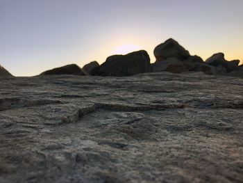 Close-up of sea against clear sky