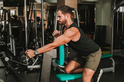 Man working out in gym