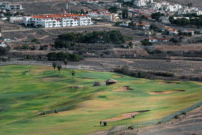 High angle view of townscape