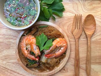 High angle view of food in bowl