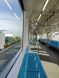 Train passing through window