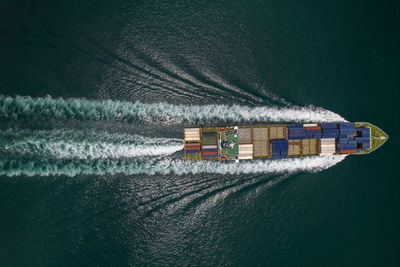 Boat sailing in sea