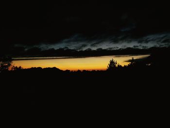 Scenic view of silhouette landscape against dramatic sky
