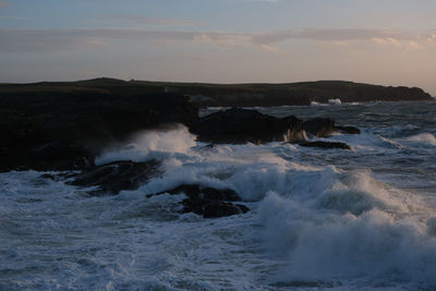 Waves crashing against the rocks