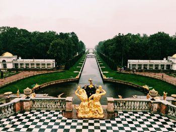 Panoramic view of sculpture and bridge against sky