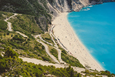 High angle view of sea shore