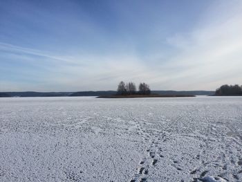 Scenic view of winter against sky