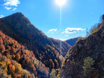 Scenic view of mountains against sky during autumn