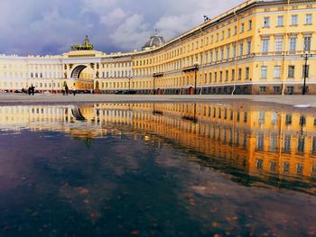 Reflection of buildings in water