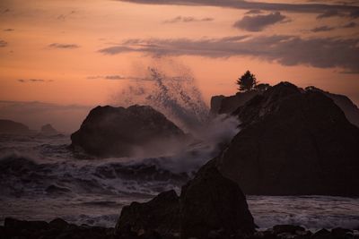 Scenic view of sea against sky during sunset