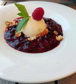 Close-up of cake served on plate