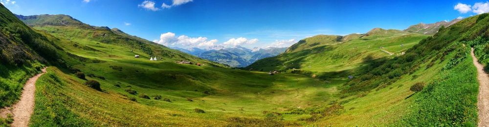 Scenic view of mountains against sky