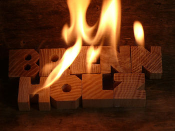 Close-up of burning candle