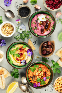High angle view of food on table