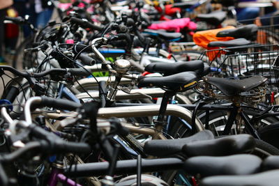 Close-up of bicycles