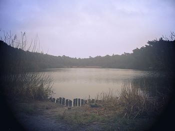 Scenic view of lake against sky