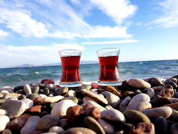 Tea in a glass by the sea...enjoyment of life...