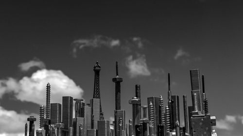 Low angle view of modern buildings against sky