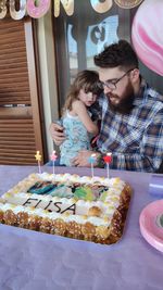 Full frame shot of cake with ice cream