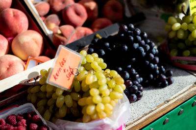 High angle view of fruits for sale in market