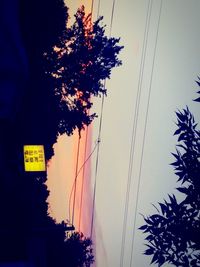 Low angle view of silhouette tree against sky at sunset